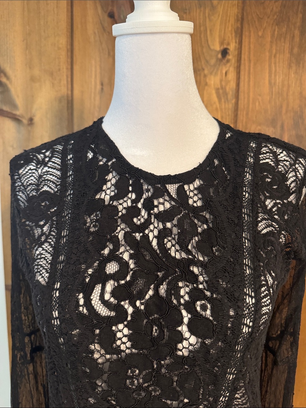 Lucky Brand Black Floral Lace Long-Sleeve Top - Picture 3 of 6